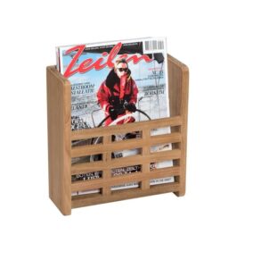 Teak Wandregal im Gitterlook für Zeitschriften