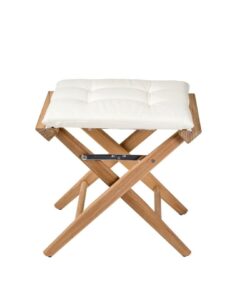 Teak Regieklapphocker ungeölt in Creme Deluxe