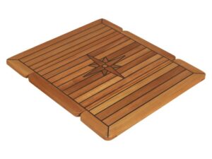 Teak Tischplatte Marine beidseitig klappbar mit Windrose - Premium