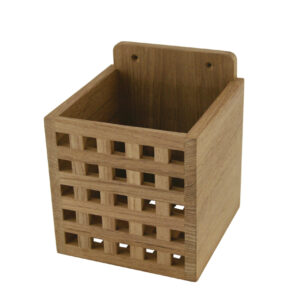 Teak Besteckbox im Grätingdesign <i> Maße 12 x 12 x 14 cm </i>
