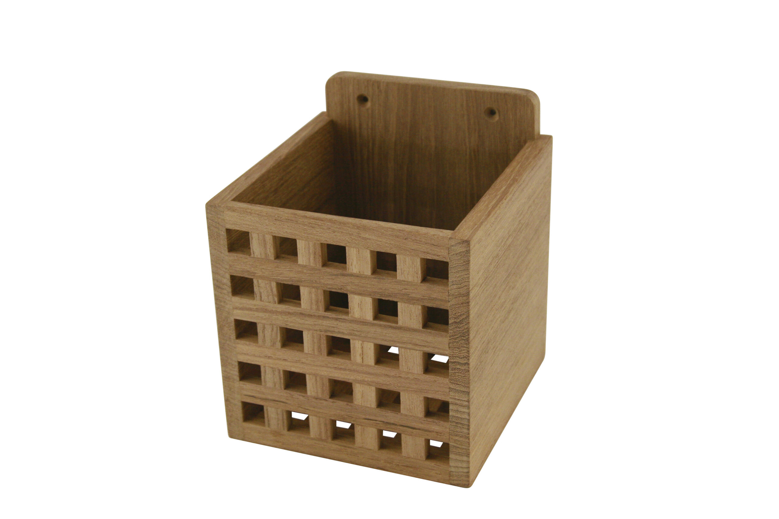 Teak Besteckbox im Grätingdesign <i> Maße 12 x 12 x 14 cm </i>