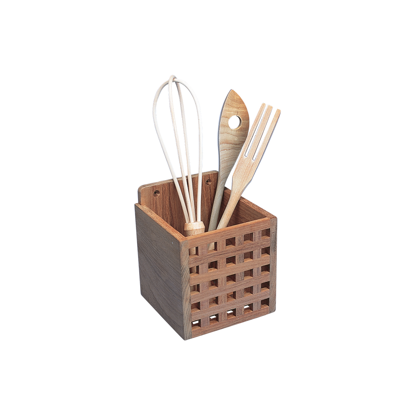 Teak Besteckbox im Grätingdesign <i> Maße 12 x 12 x 14 cm </i> – Bild 2