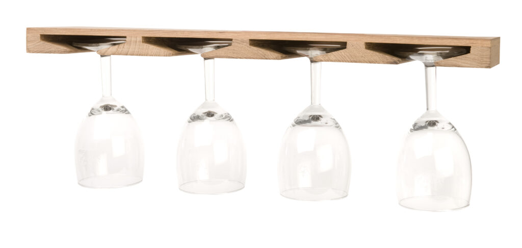 Teak Weinglashalter für Deckenbefestigung <i> verschiedene Maße </i>  <i> 4 bis 12 Gläser </i>