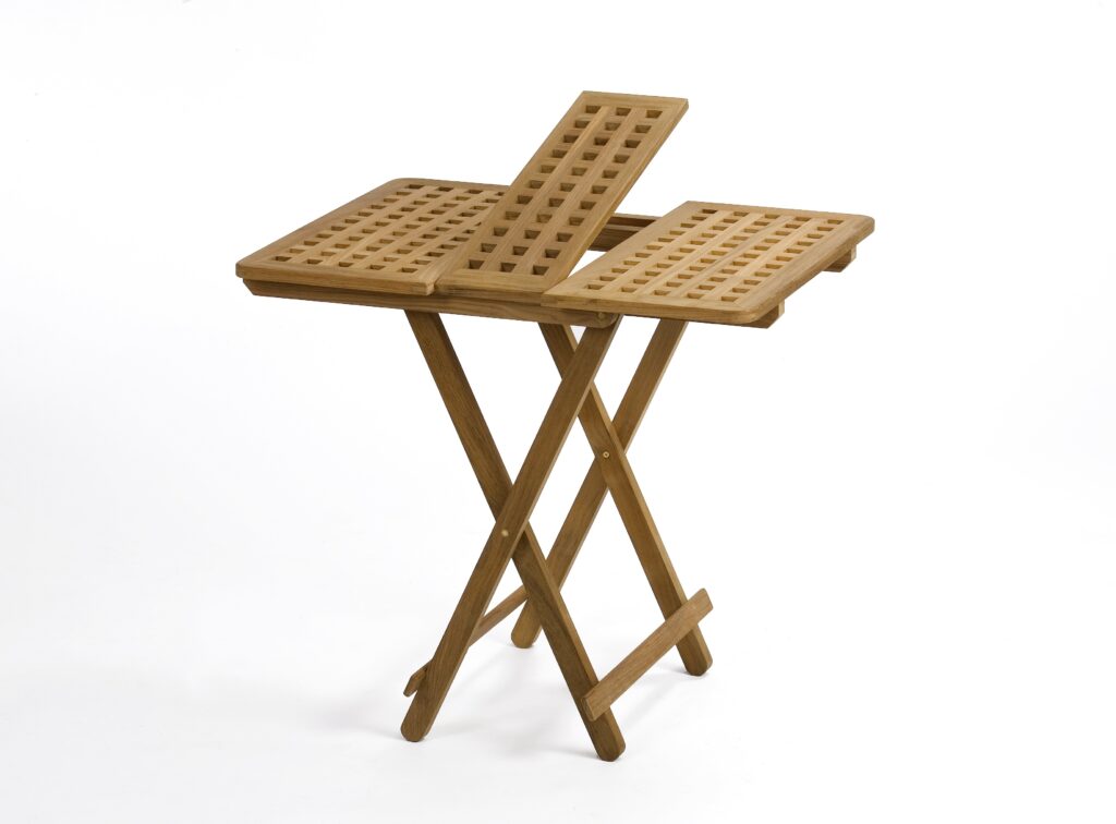 Teak Klapptisch mit Mittelteil, höhenverstellbar <i> Grätingdesign </i> <i> Maße 60 x 60 cm </i> <i> geölt oder ungeölt </i>