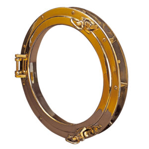 Bullauge aus poliertem Vollmessing <i>Durchmesser Innenrahmen 30 cm</i>