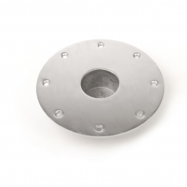 Einbaufuß für Tischbein<i>Grundfläche 19 cm, Durchmesser 5,7cm</i><i>Aluminium eloxiert</i><i>(Art. 4675b)</i>