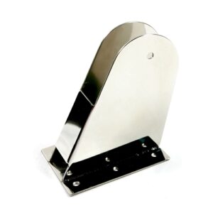 Edelstahl Mastfuß für Lichtmast - Motorboot-Ziermast<i>Grundplatte 16 x 10,7 cm, senkrechte Mastfusshöhe 19,3 cm</i><i>der Winkel etwa 60 Grad.</i>