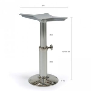 Tischbein Teleskop für Teak Klapptischplatten <i> höhenverstellbar 48-70 cm </i> <i> Aluminium pulverbeschichtet, Edelstahl </i> <i> (Art. 2073) </i>